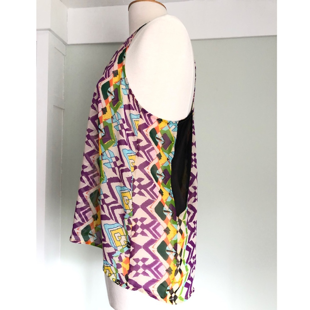Multi Color Racerback Hi Lo Tank Top - Picture 2 of 6